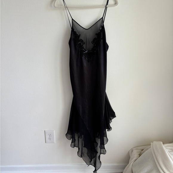 Vintage Black Silk Dress - Picture 2 of 11
